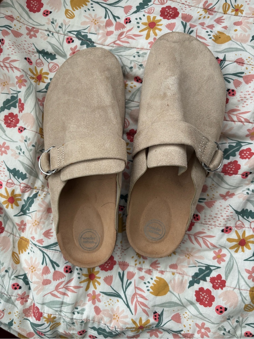 Women's Suede Slip-On Mules in Beige